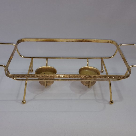 Fire-King Anchorwhite Vintage Baking Pan with Twin Candle Warmer by Anchorglass - Picture 3 of 4